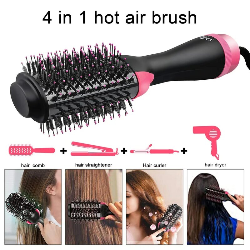 Multifuncional cabelo secador e volumizador para mulheres, escova de ar quente, um passo elétrico secador, alisador de cabelo, modelador, modelador