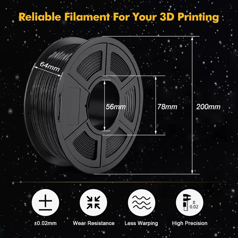 Nieuwe Filament Pla Carbon Black 3D Printer Petg Pla Marmer Hout Gloeidraad 1.75Mm 5Kg High-Modulus materiaal Vullingen Diy Gift