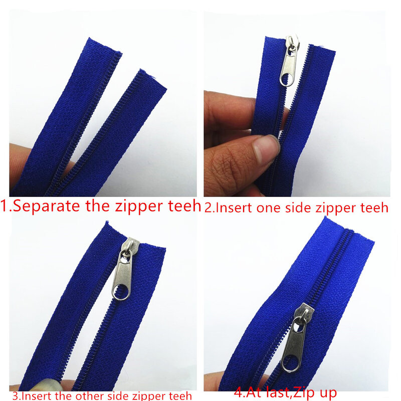 3# 2 Meters 20 Colors Nylon Coil Zippers with 4 pcs Auto lock Zipper Slider - Supplies for Tailor Sewing Crafts