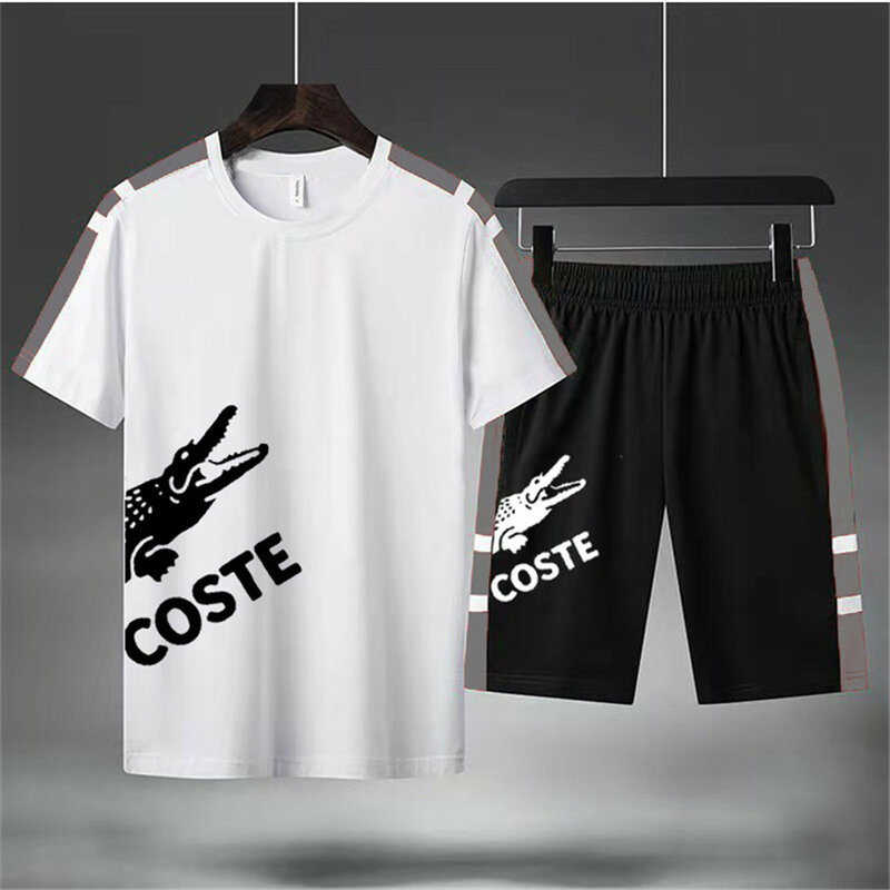 Men's 2-Piece Summer Sports Suit T-Shirt + Beach Shorts 2022 Summer Men's Casual Fashion Loose Short Sleeve Suit for Men