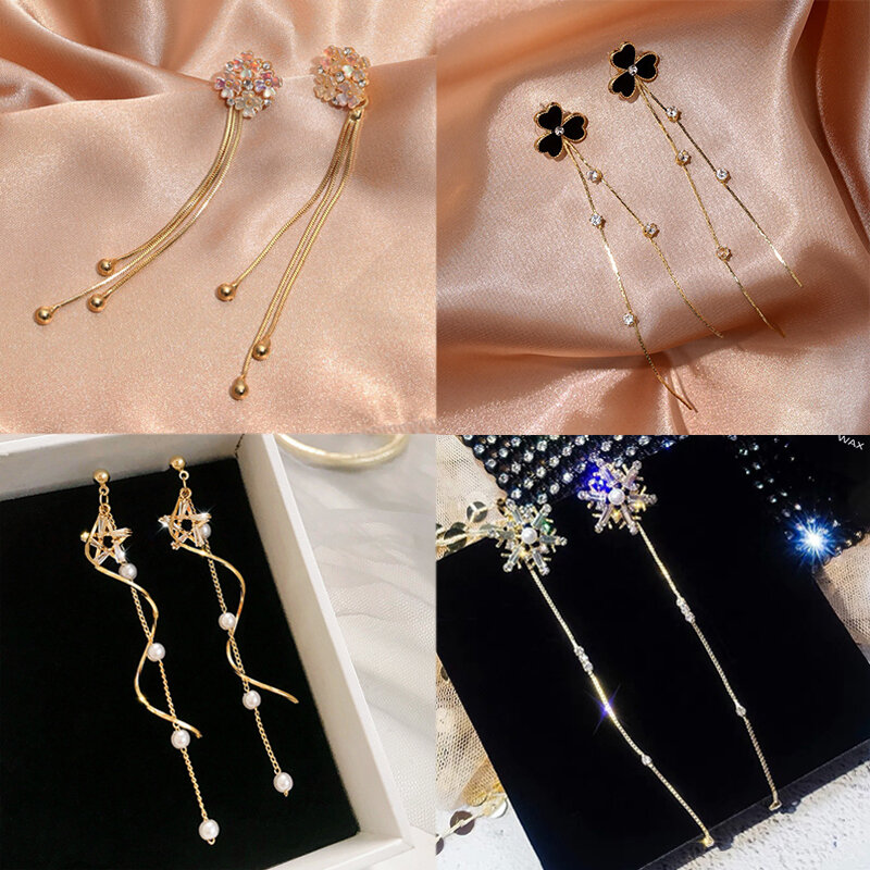 ZLALHAJA – boucles d'oreilles longues pour femmes, tendance coréenne, pampilles de luxe, tempérament, bijoux à la mode, 2022