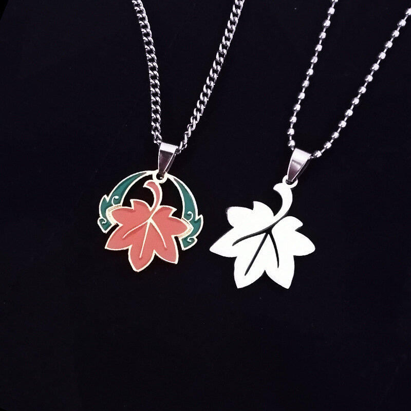 コスプレ-男性と女性のための日本の葉のペンダント,金属製の宝石