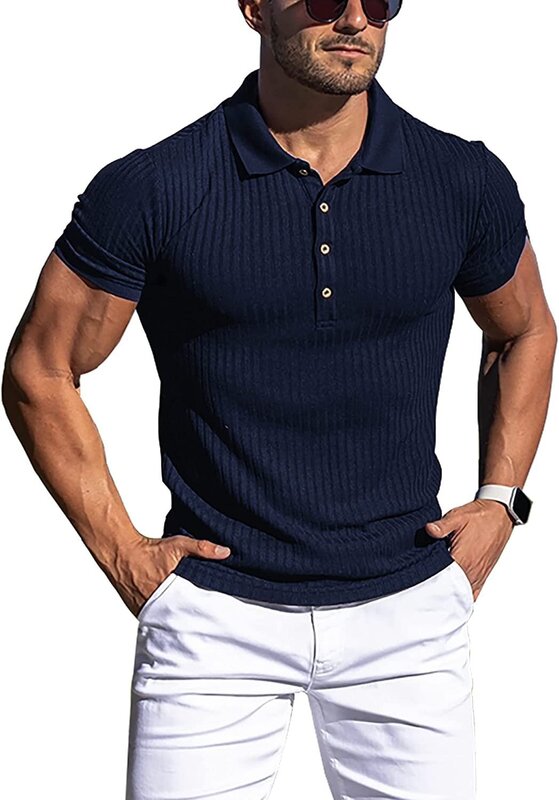 Мужские рубашки-поло S-5XL 10 цветов, повседневные однотонные облегающие мужские рубашки-поло с коротким рукавом, новая летняя мужская одежда