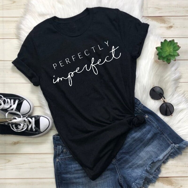 Женская модная идеальная Несовершенная футболка, летняя футболка с коротким рукавом и графическим рисунком, феминистская футболка, повсед...