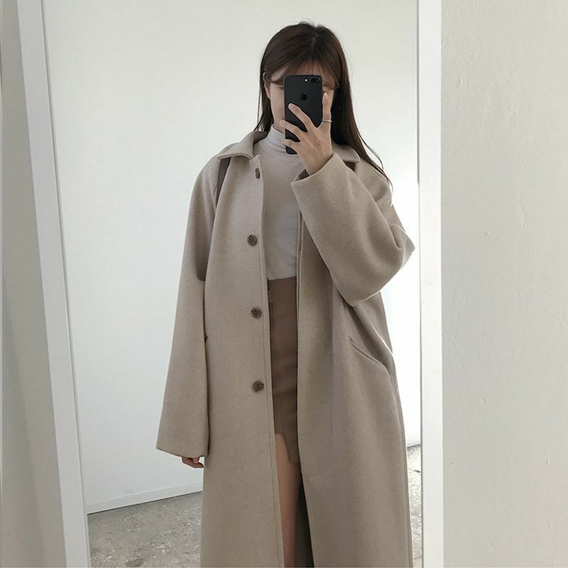 Preto longo casaco feminino grosso inverno coreano curto com veludo meados de comprimento casaco de lã mulher parkas frete grátis envoltório casaco outono