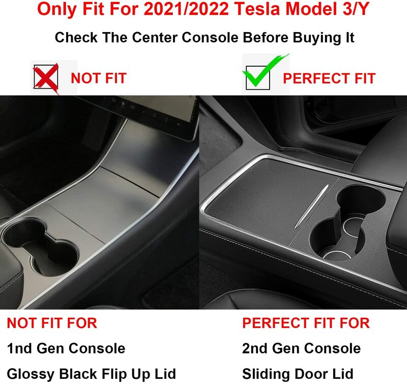 Organizador de consola central ABS para Tesla modelo 3 Y 4 piezas, Soporte para vasos, flocado, reposabrazos oculto, cajón grueso, para 2021 Y 2022