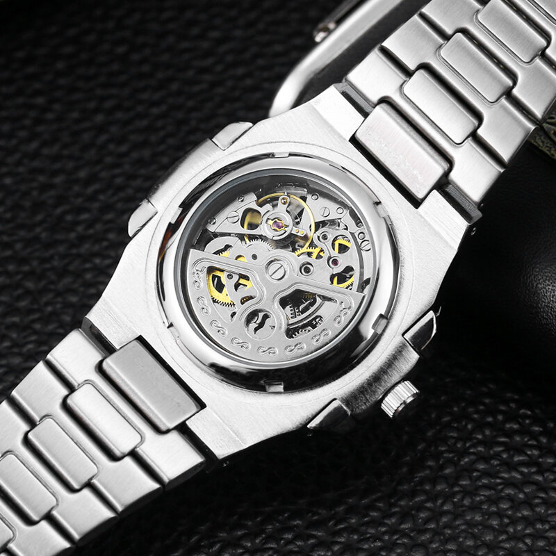 جديد الهيكل العظمي الميكانيكية ساعة الرجال الفاخرة العلامة التجارية الفولاذ المقاوم للصدأ توربيون التلقائي الساعات عالية الجودة الغوص AAA ساعة دروبشيب