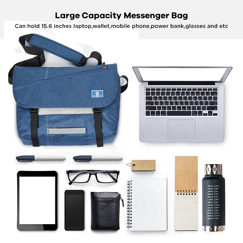 OIWAS Men's Canvas Messenger Bag Mochilas 15 Inch Laptop Shoulder Bags Casual Traveling Teens Sling Crossbody Bag For Male Boys