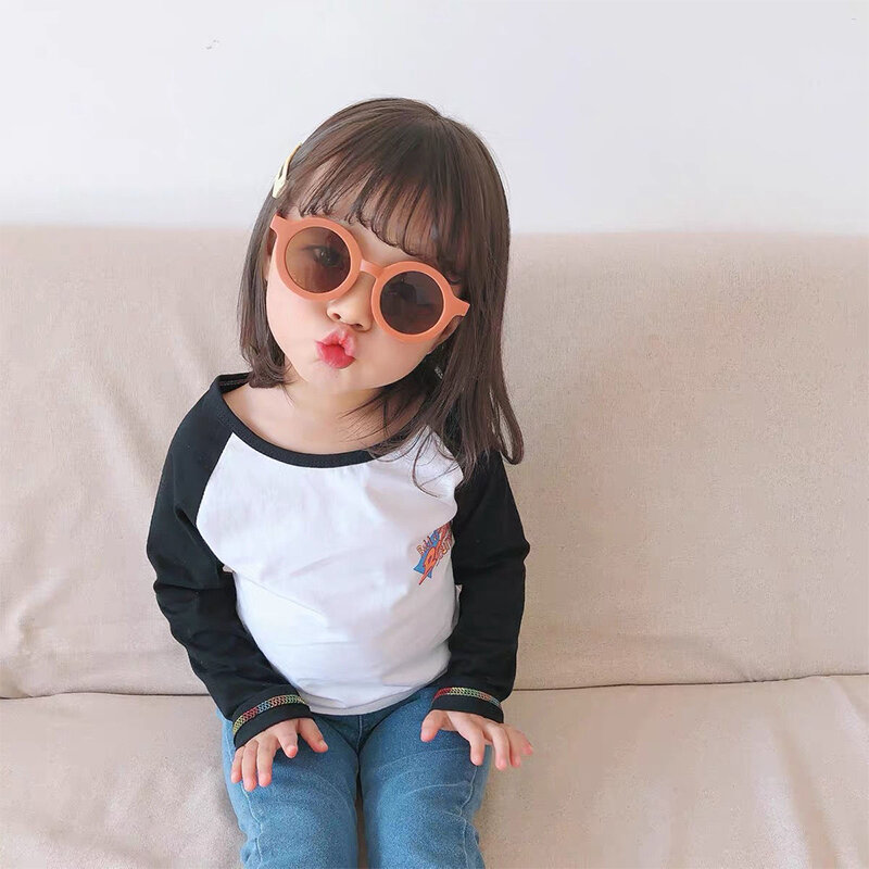 Crianças nova moda óculos de sol infantil retro cor sólida ultravioleta-prova redonda conveniência óculos para crianças