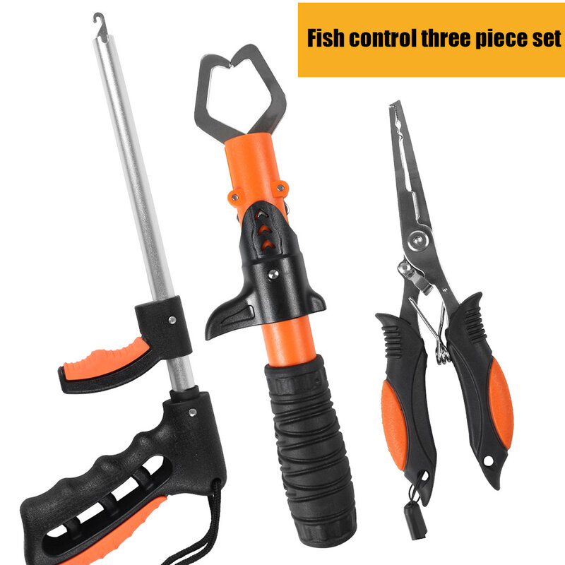 3Pcs Fishing Tool Kit Aluminum Fish Hook Remover Muti-Function Fishing Pliers Fish Lip Gripper with Pliers Sheath