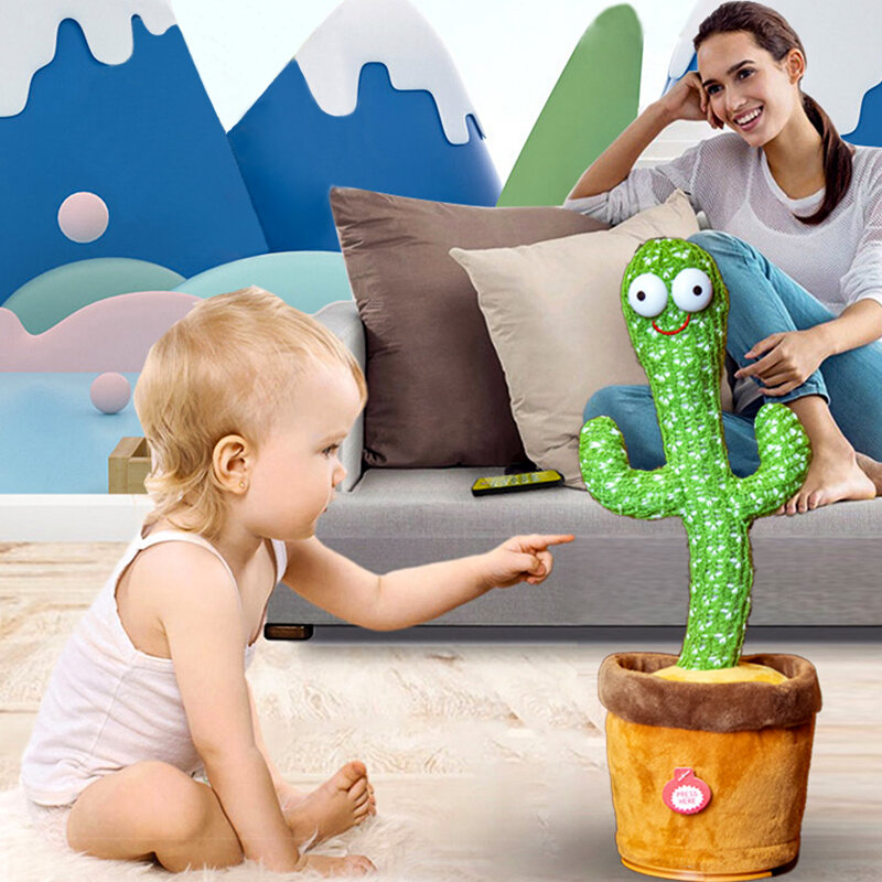 Juguete de Cactus para niños, juguete educativo que habla con carga USB, puede cantar, grabar, bailar, Dansant, regalo de cumpleaños