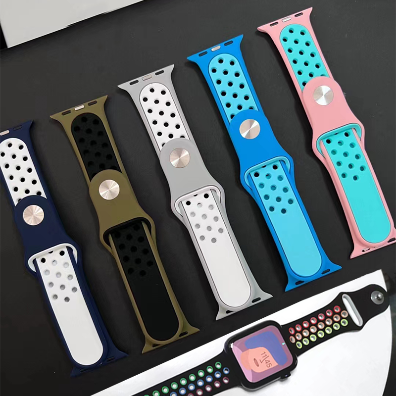 Siliconen Band Voor Apple Watch Band 44Mm 40Mm 45 Mm 41Mm 42Mm 38Mm 44 45 Mm Armband Iwatch Serie 7 3 4 5 6 Se 8 Ultra 49Mm Band