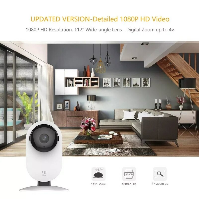 YI-1080p 가정용 카메라, 아기 울음 감지, 최첨단 디자인, 야간 투시경, 와이파이, 무선 IP 보안 감시 시스템, 글로벌