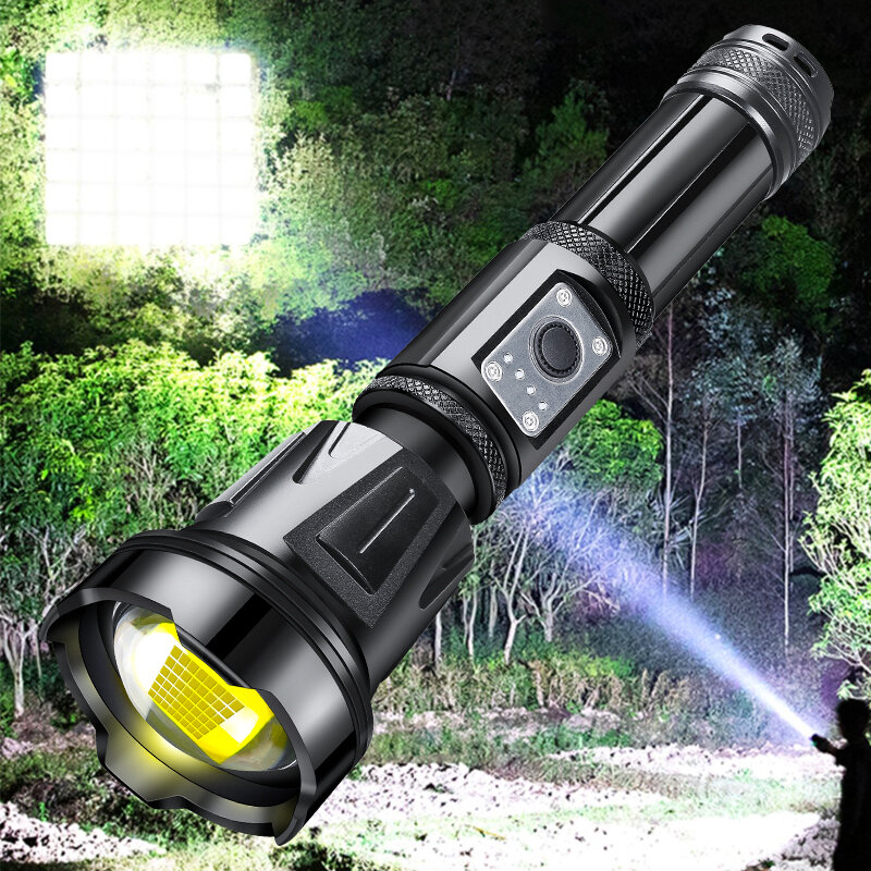 XHP360 potente torcia a LED torcia USB ricaricabile in lega di alluminio tattica Flash Light 18650/26650 torcia zoomabile impermeabile