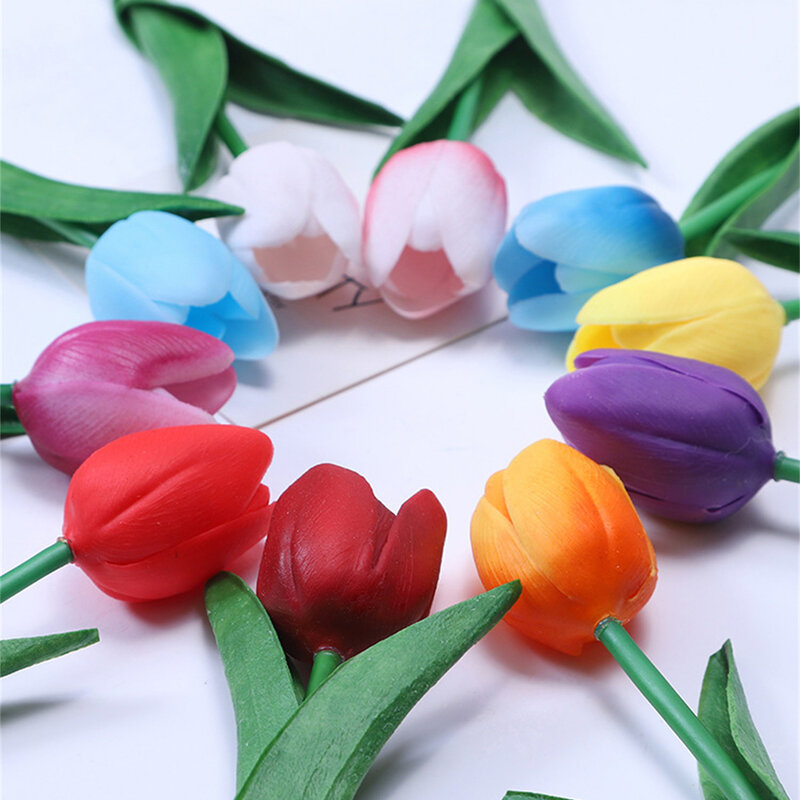 Flores artificiales de tulipanes de jardín, ramo de tulipanes de tacto Real, decoración de boda para el hogar, flor falsa, 1 pieza