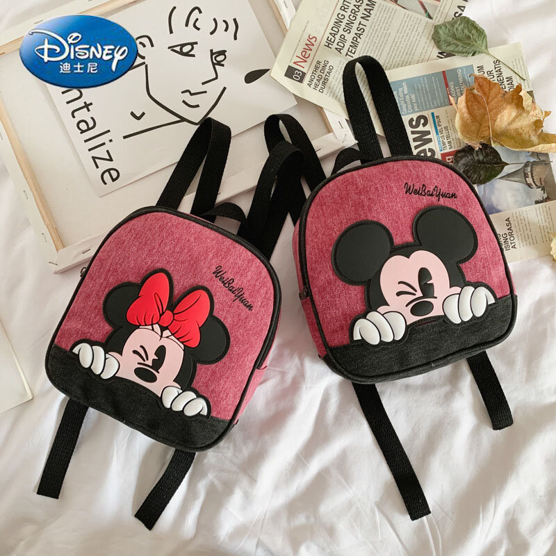 Disney's New Mickey Children's Backpack Luxury Brand Fashion Boys and Girls Schoolbag Canvas Cartoon Large-capacity Luggage Bag