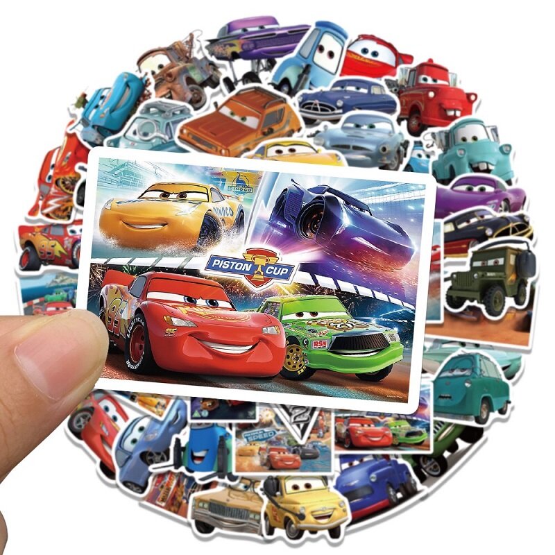 50 Pcs/Set Disney Pixar Cars 3 Lightning McQueen Raymond Jackson Storm Ramirez Sticker Toy For Children's Birthday Gift