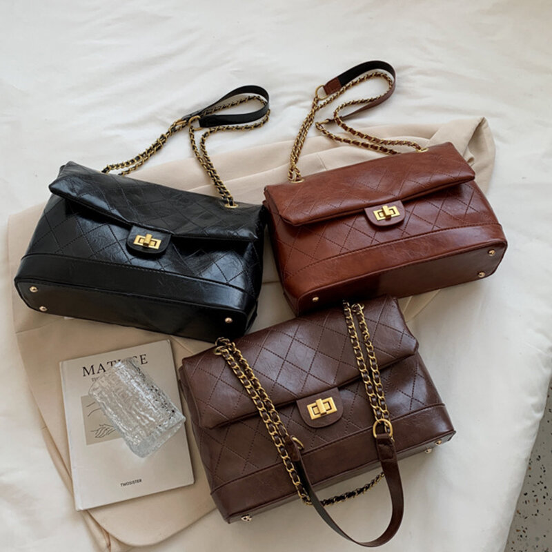Brand Design Women Shoulder Bags INS Fashion Big Capacity Bag Ladies Female Handbags Korean Vintage Hasp PU Leather Message Bags