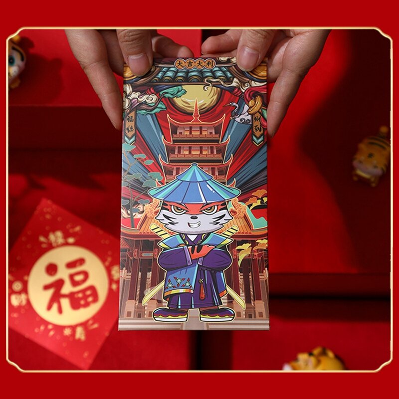 24 sztuk chiński czerwony koperty na nowy rok księżycowy 2022 roku tygrysa Hong Bao pakiet dla wiosna festiwal ślub
