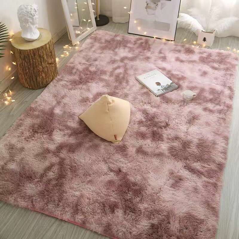 Soft Plush Living Room Carpet  Long FluffyTie Dyeing Bedroom Bedside Carpet Floor Rug Thick Velvet Mat Home Decor