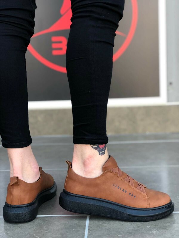 Ba0134-男性用の厚いクロスストラップ付きの黒い靴