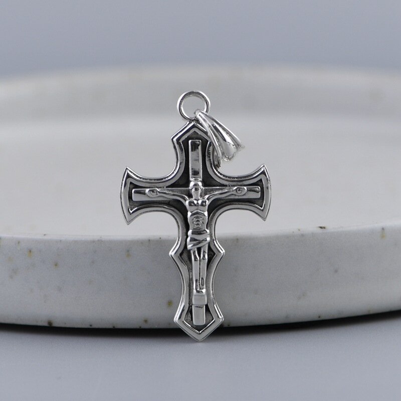 100% s925 prata esterlina jesus cruz pingente masculino e feminino