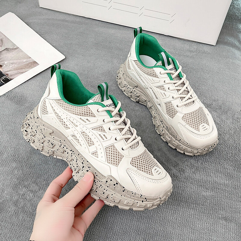 Zapatillas de deporte vulcanizadas para mujer, zapatos planos de plataforma gruesa de diseñador, con cordones, para primavera, 2023