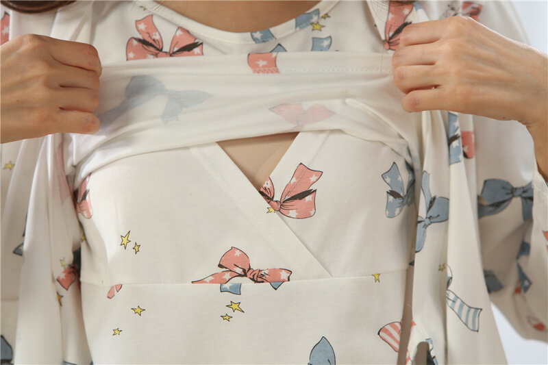 3 Stks/set Gedrukt Moederschap Verpleging Nachtkleding Borstvoeding Nachtkleding Voor Zwangere Vrouwen Zwangerschap Borstvoeding Pyjama Suits