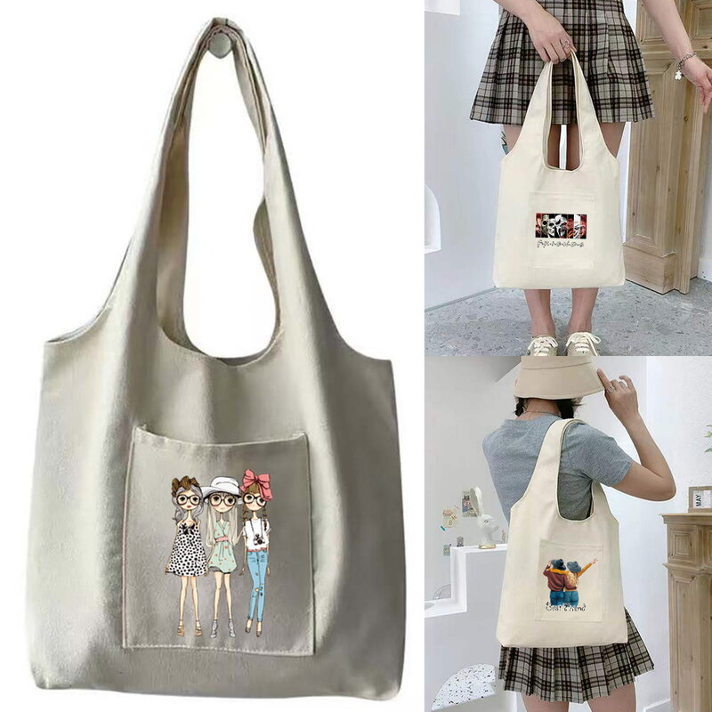 Shopping Bag Ladies Travel Large-capacity Portable Messenger Bag Girl Print Washable Storage Sundries One-shoulder Vest Bags