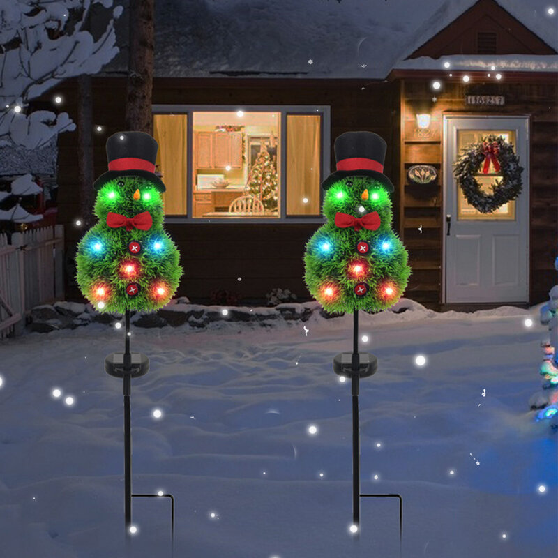 Solar Powered Decorative Light Snowman Shaped Waterproof Landscape Lights for Patio Holiday Led Lawn Light Christmas Decorations