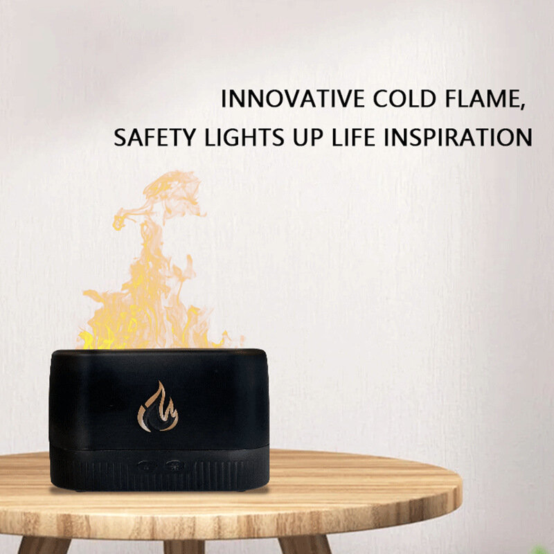 Penyebar Minyak Esensial Simulasi Api USB Pelembap Ultrasonik Rumah Kantor Pelembap Udara Aromaterapi Lampu Api Difusor