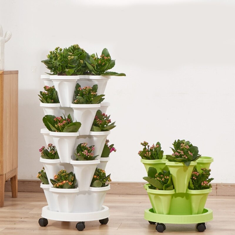 Stand fioriere impilabili vasi per piantare fragole con fori di drenaggio creativi