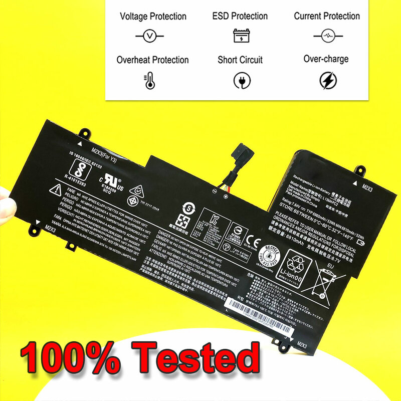 Batterie d'ordinateur portable pour Lenovo Yoga, 710-14ISK,710-14IKB,710-15ISK,710-15IKB,5B10K90778, 5B10K90802, L15SafePC2, L15L4PC2, 7,64 V, 53Wh, Nouveau