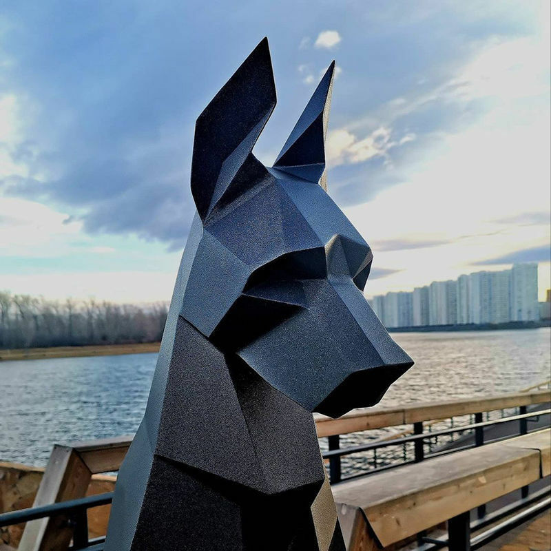100Cm Diy 3D Zwart Doberman Hond Papier Model Dier Papier Sculptuur Handgemaakte Geometrische Origami Model Slaapkamer Decoratie Gift