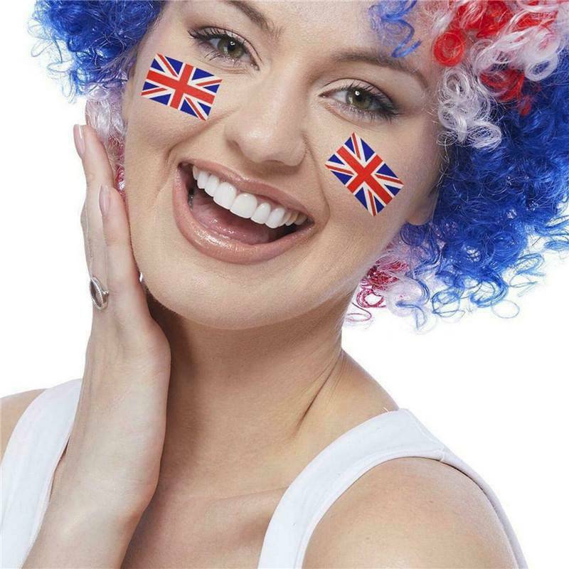 Rosto tatuagens jubileu britânico vermelho branco azul tatuagem adesivos union jack bandeira