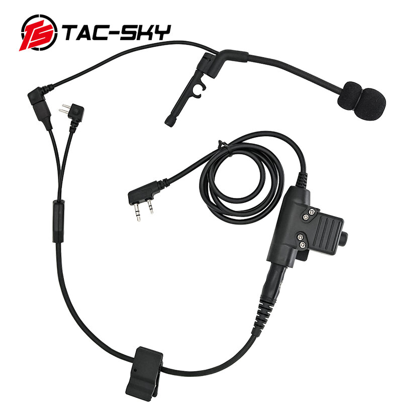 TS TAC-SKY Y Cable with Comtac U94 Ptt and Microphone for Tactical IPSC Version Comtac ii iii Headphone Noise Cancelling Headset