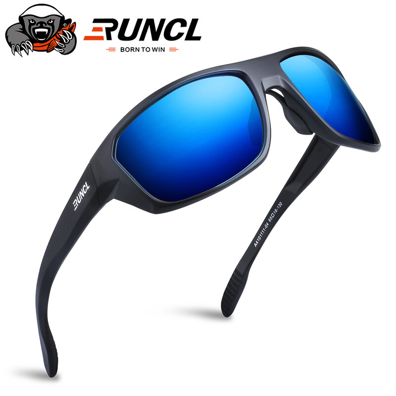 RUNCL Polarisierte Sport Sonnenbrille Cleon Angeln Brillen Gläser Männer Frauen Fahren Radfahren Camping UV400 HD Salzwasser-Beständig