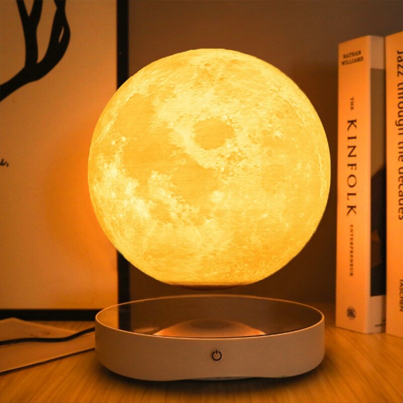 Magnetic Suspension Moon Mirror Base Small Night Lamp, High-End Birthday Gift, Company Gift, Wholesale Novelty Ornaments, 18cm