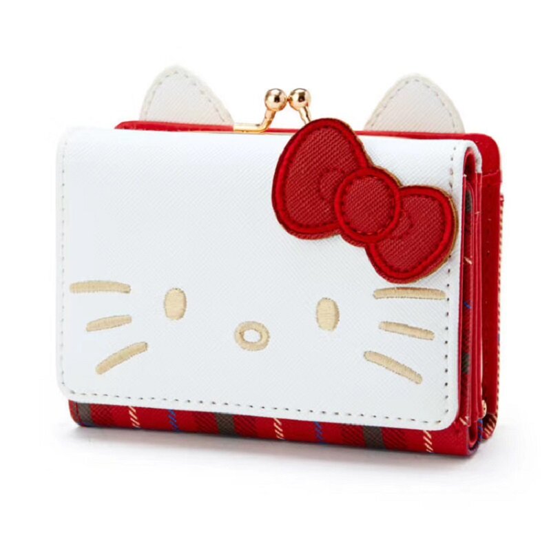 Kawaii Hello Kitty dompet crop kasual wanita baru dompet pemegang kartu Zip bentuk kartun Anime Kuromi Cinnamoroll Mymelody Sanrio