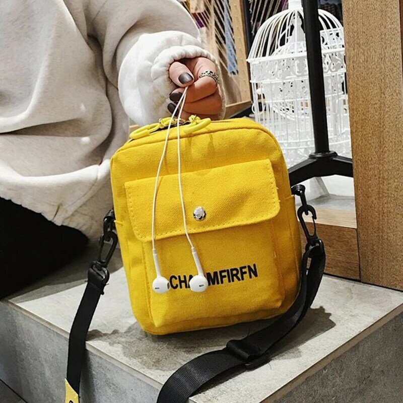 New Trend Women Shoulder Bags Fashion Pure Color Casual Tote Outdoor Bag Canvas Handbags Zipper Messenger Bags Square Bag