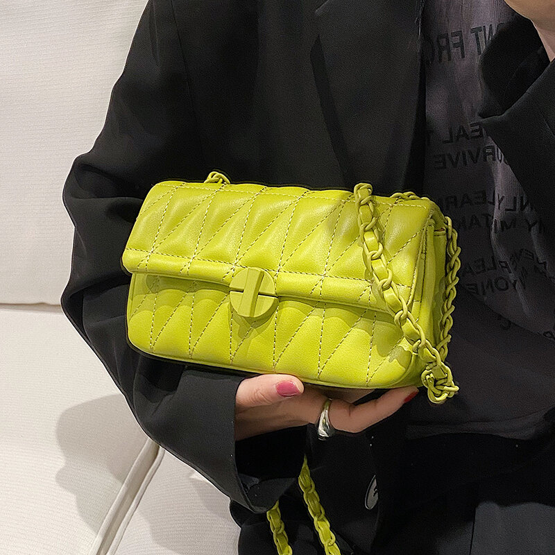2022แฟชั่น PU กระเป๋า Crossbody สีเขียวสำหรับผู้หญิง Thrend กระเป๋าหญิง Causal ตราไหล่กระเป๋าถือ