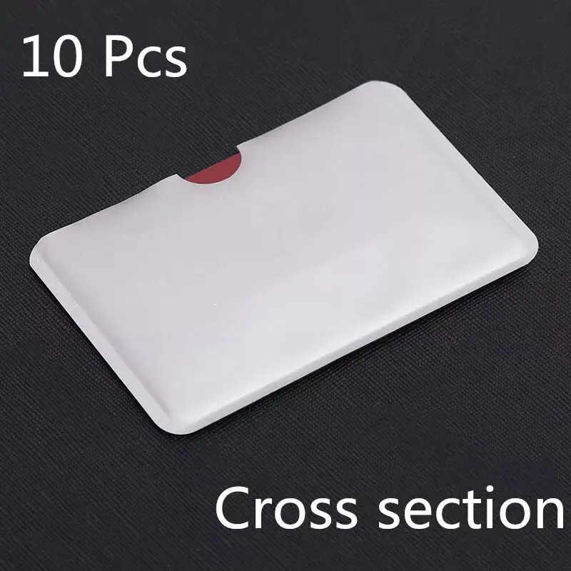 10 pces prata horizontal anti scan rfid protetor de manga cartão de identificação de crédito suporte de folha de alumínio anti-scan cartão manga