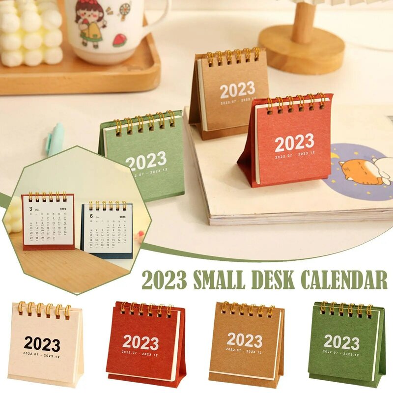 2023 Small Fresh Calendar Creative Simple Solid Color Planner Desk Portable Calendar Calendar School Supplies Office Mini P V0A4