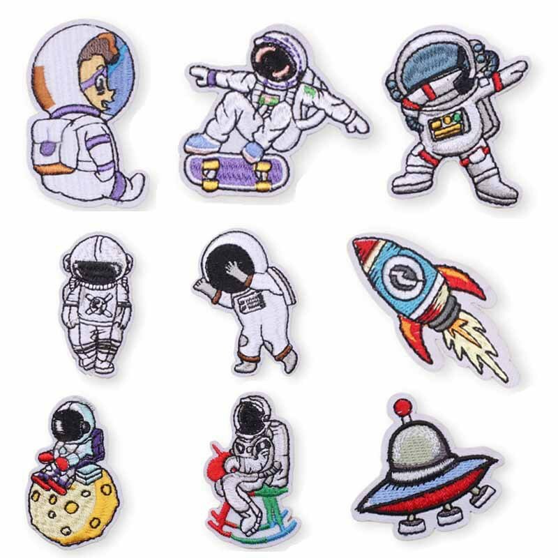 9Pcs Cartoon astronaut Icon Applique iron on patch accessori fai da te Applique ricamo distintivo su vestiti per bambini ricamo patch