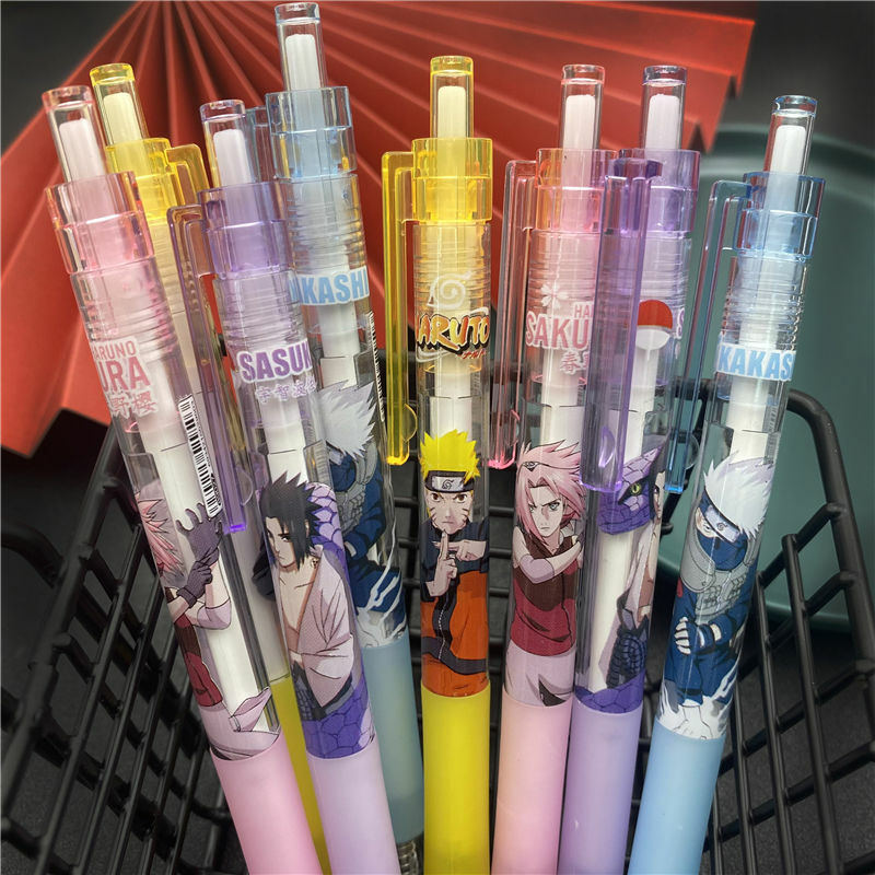 Juego de bolígrafos de gel de prensa conjunta Naruto ins, bolígrafo negro creativo de alto valor para estudiantes, bolígrafo de prensa de 0,5mm, suministros de oficina de aprendizaje, venta al por mayor