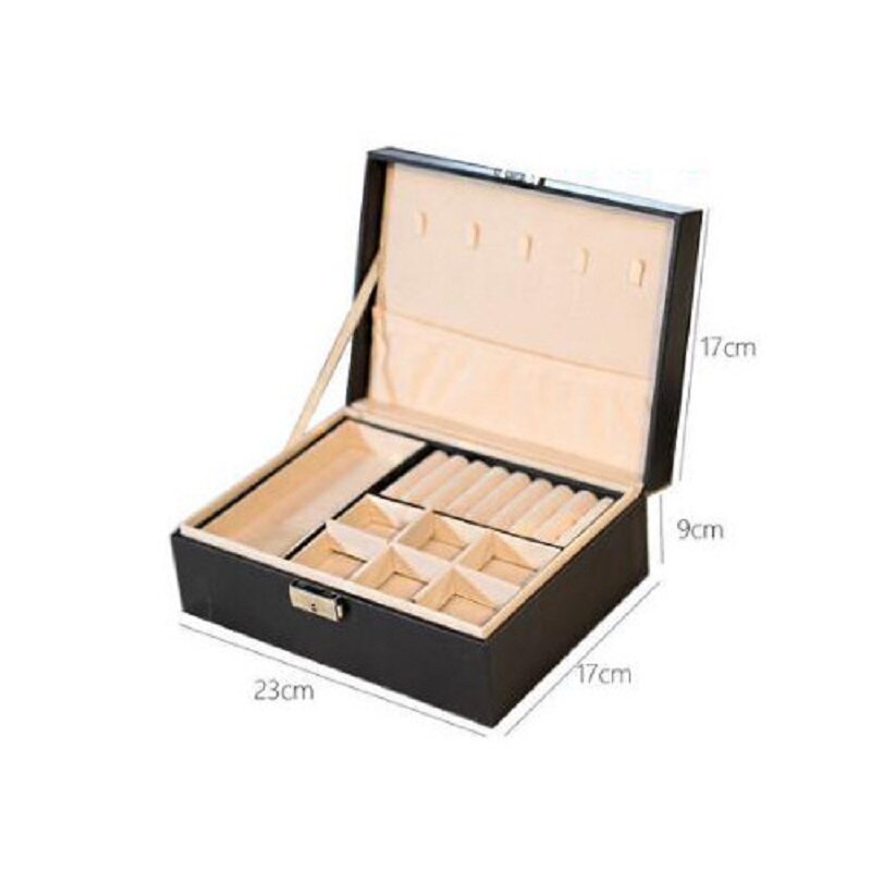 ZLALHAJA 1-2 warstwy pudełko z biżuterią z zamkiem skóra duża pojemność przechowywania pudełka naszyjnik kolczyki pierścionki Organizer biżuterii