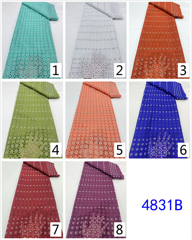 Tissu africain nigérian en dentelle de coton sèche, Voile suisse, avec pierres décoratives, couture, haute qualité, 2021, YA3449B-3