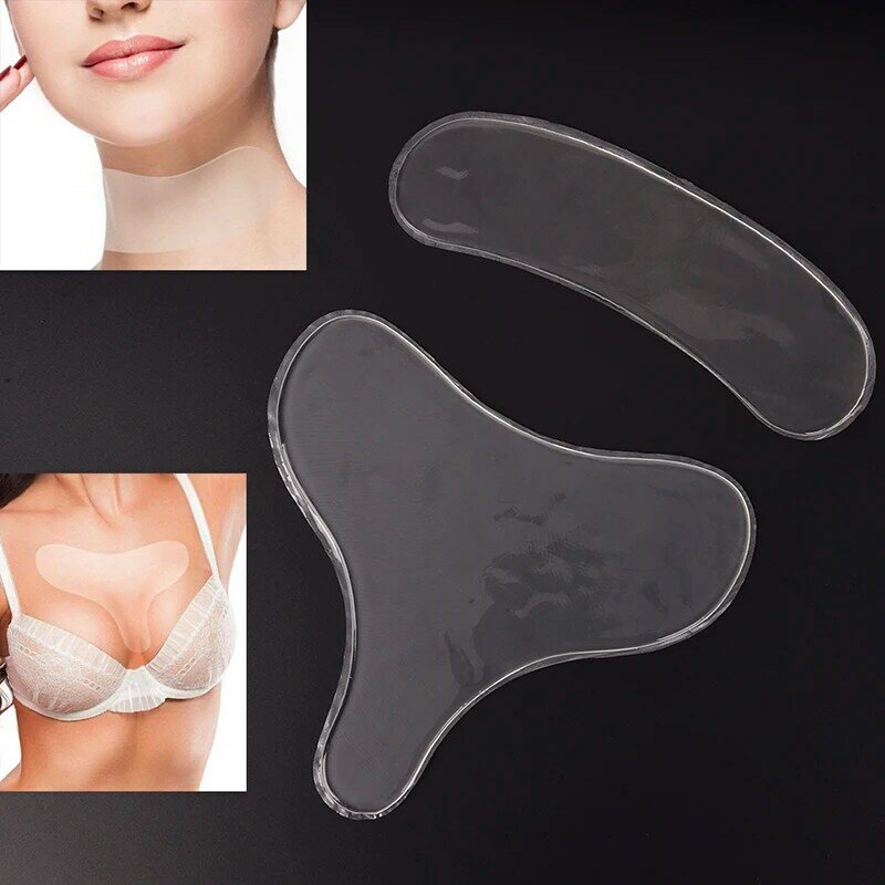 Almofada de silicone reutilizável antirrugas, adesivo transparente para remoção de peito, cuidados com a pele do rosto, anti-envelhecimento, levantamento de seios, adesivo de lóbulo