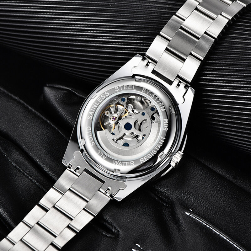 Benyar relógios masculinos topo da marca de luxo mecânico automático relógio masculino aço inoxidável à prova dwaterproof água relógio de pulso negócios reloj hombre