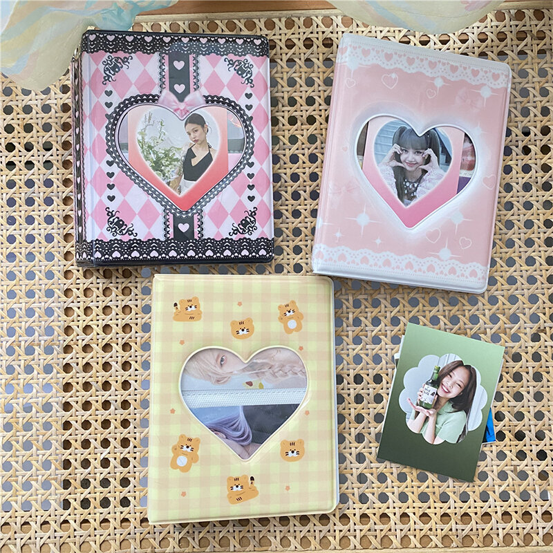 New Arrival Bear love heart Kpop Photocard Two chambers 3 inch Collect Book Photo Album Storage Book Stationery